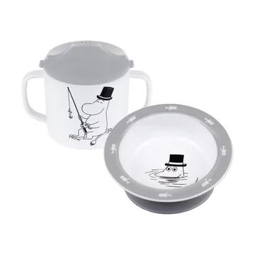 Moomin Water & Bath sippy cup & suction cup plate - Grey - Rätt Start