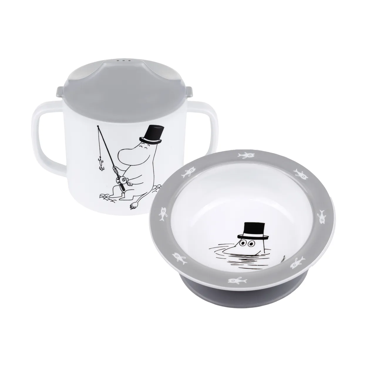 Rätt Start Moomin Water & Bath sippy cup & suction cup plate Grey