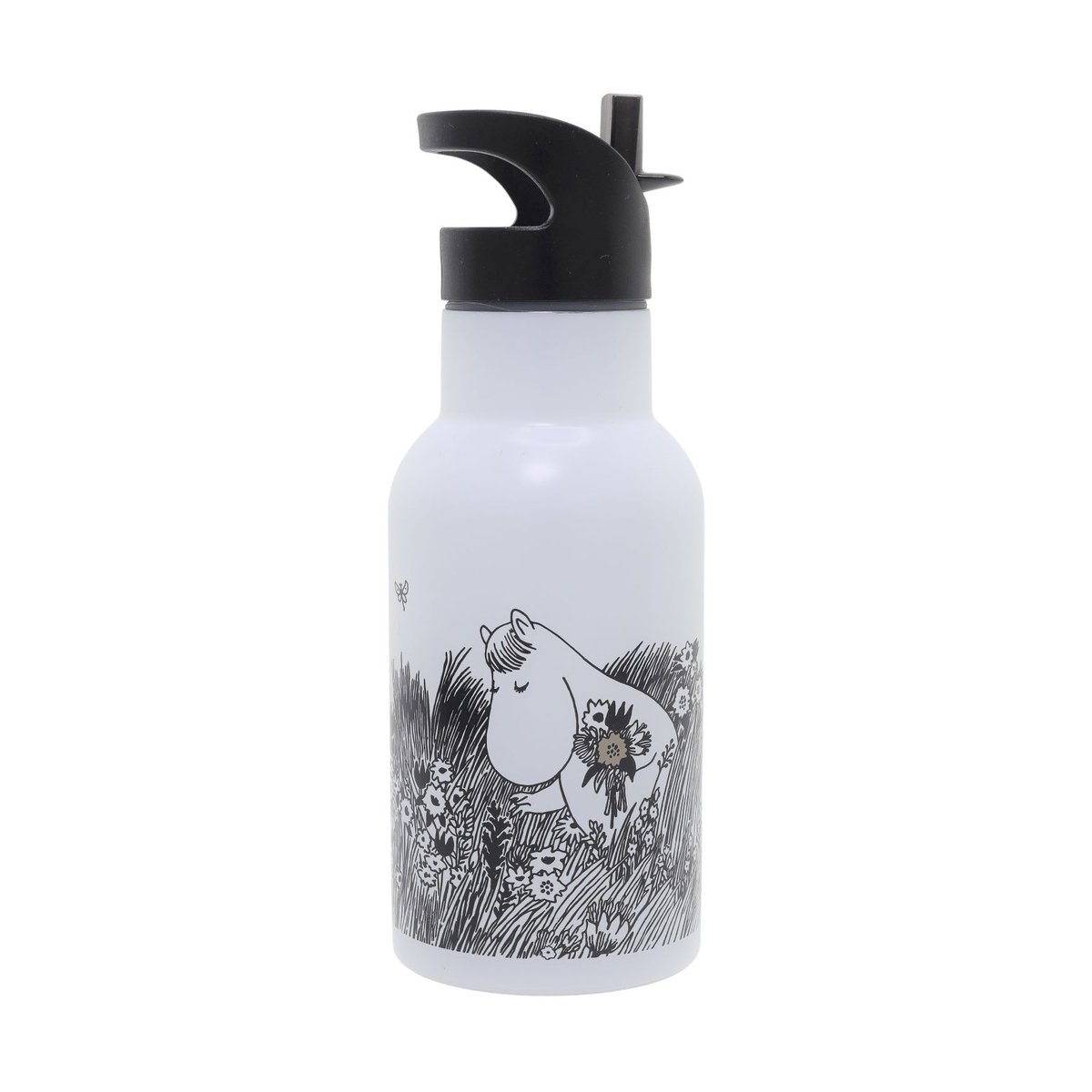 Rätt Start Mumin Graphic water bottle 34 cl White | Scandinavian Design | Water bottles | Black