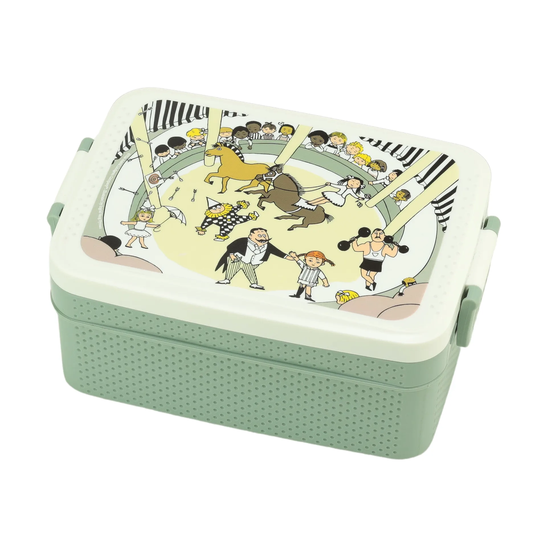 Pippi Cirkus lunch box 8x18.5 cm, Green-white Rätt Start