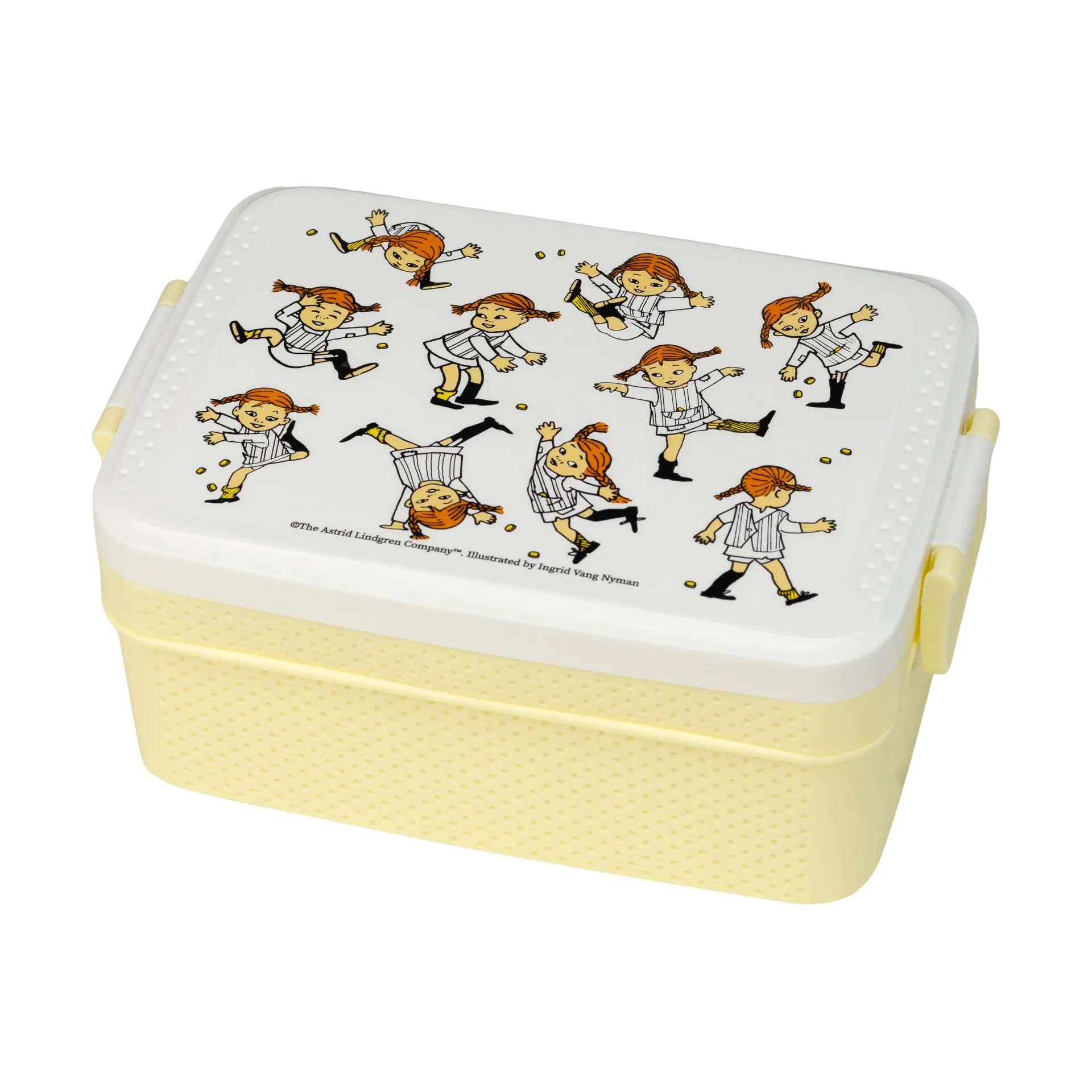 Pippi Cirkus lunch box 8x18.5 cm, Yellow-white Rätt Start