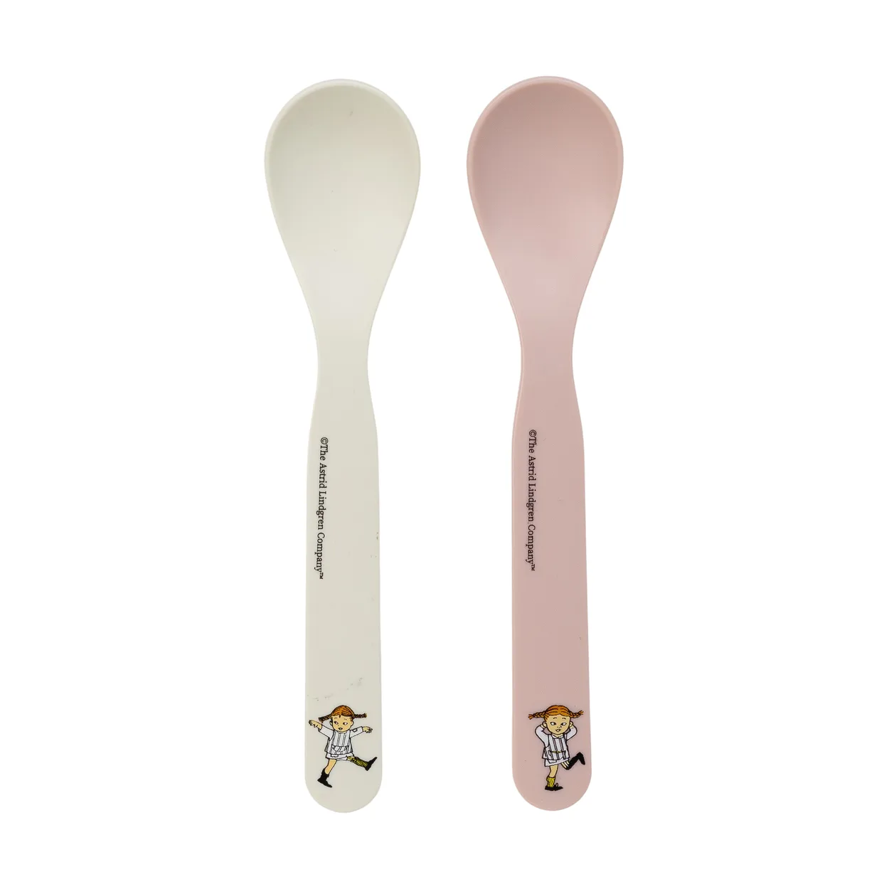 Rätt Start Pippi Cirkus spoon 2-pack Pink-white | Scandinavian Design | Table cutlery | White