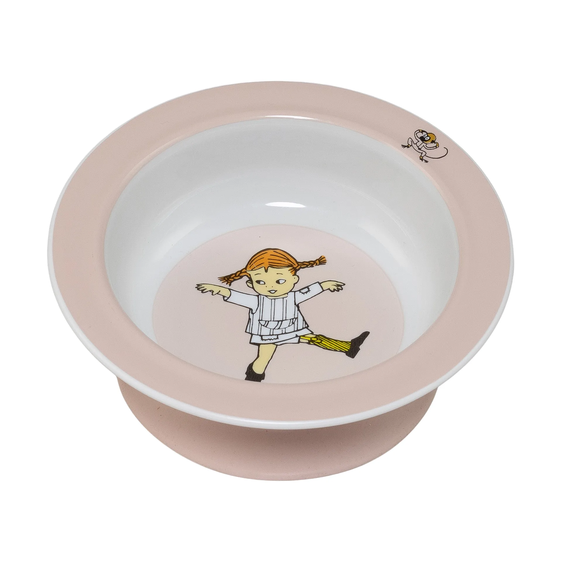Pippi Cirkus suction cup plate Ø15.5 cm, Pink Rätt Start