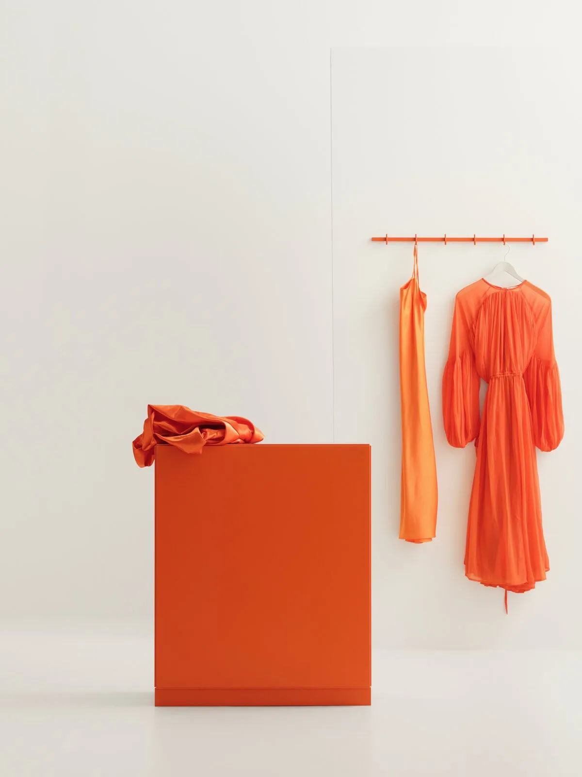 Relief high dresser with legs 41x115 cm orange,  Relief
