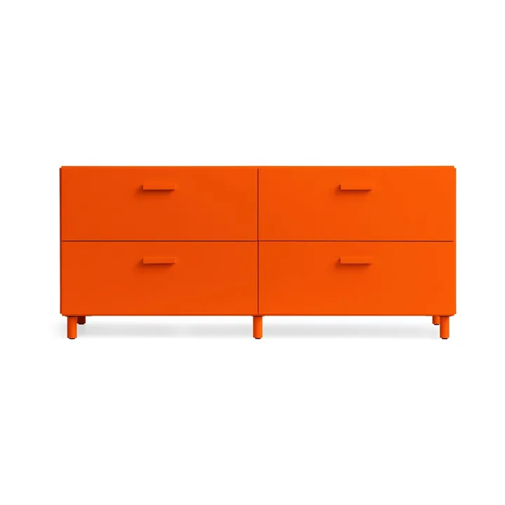 Relief low dresser with legs 123x46.6 cm orange - Relief