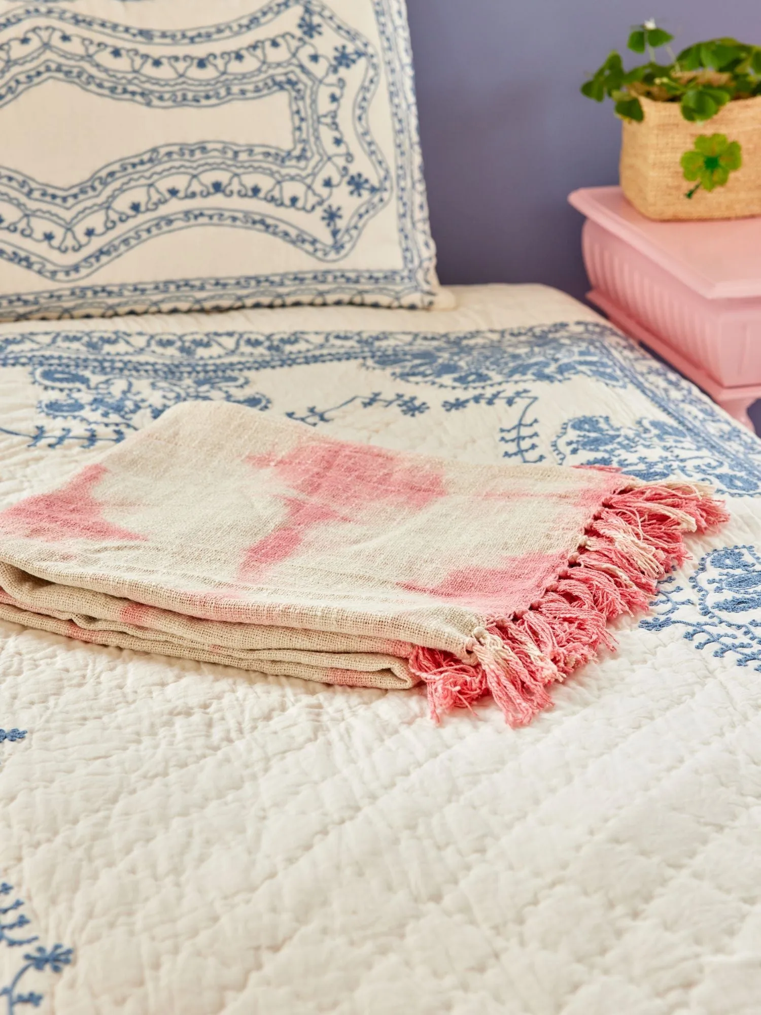 Rice blanket 125x150 cm, Tie-dye, soft pink RICE