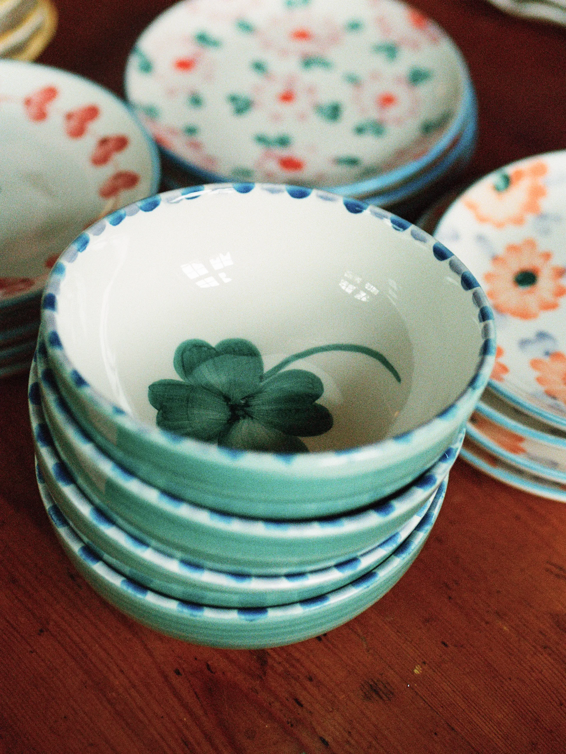 Rice ceramic bowl 35 cl, Good Luck Clover-Soft green RICE