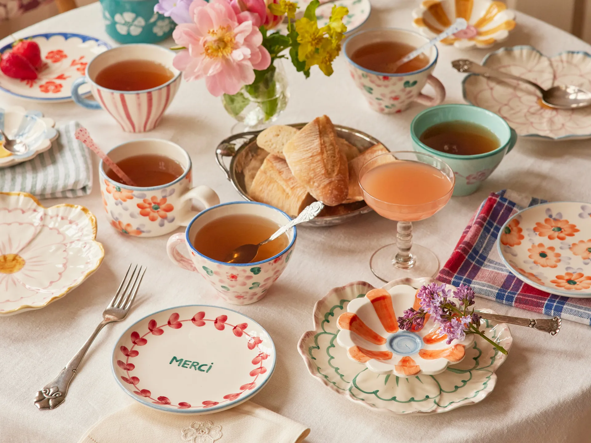 Rice ceramic teacup, Pink RICE