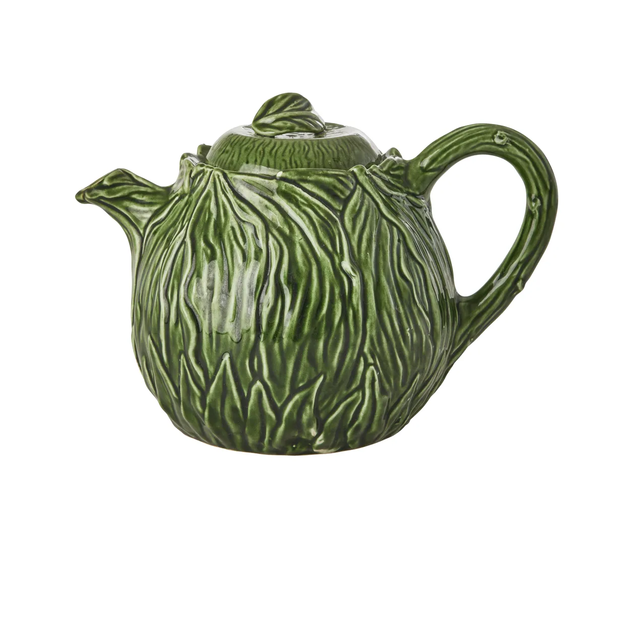 Rice ceramic teapot 1.6 L Embossed kale design | Scandinavian Design | Teapots | Green