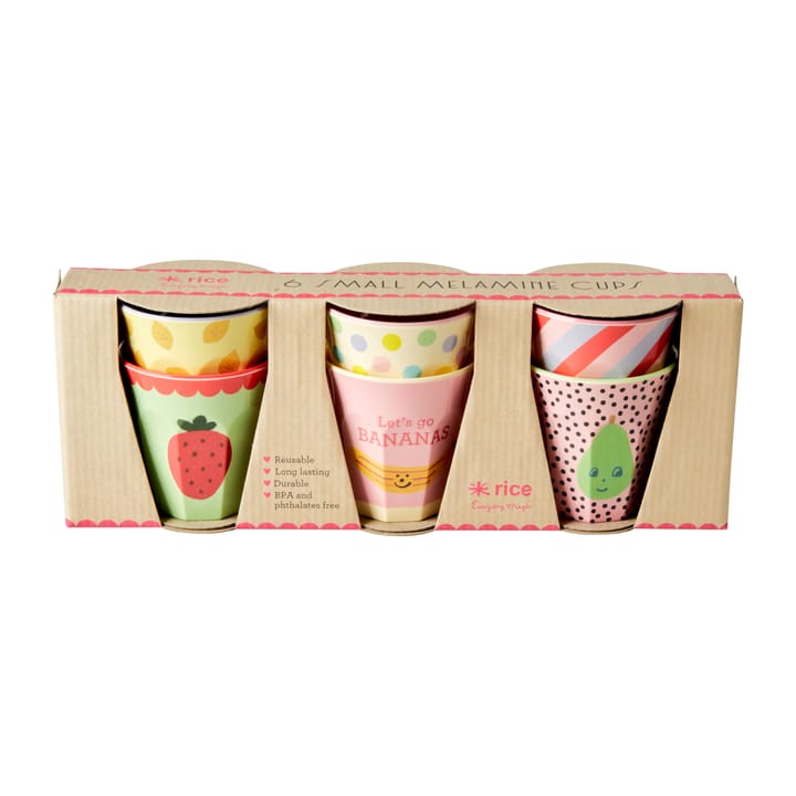 Rice children's cup melamin 6-pack - Happy fruits - RICE