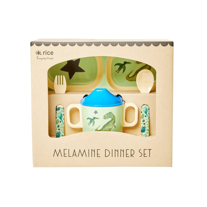 Rice children's dinnerware 4 pieces - Dinosaurs - RICE
