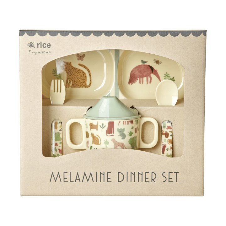Rice children's dinnerware set 4 pieces - Sweet Jungle Print-Cream - RICE