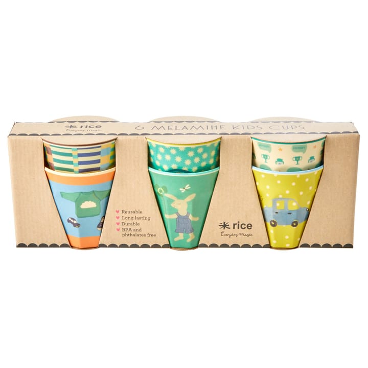 Rice children's mug Bunny 6-pack - green - RICE