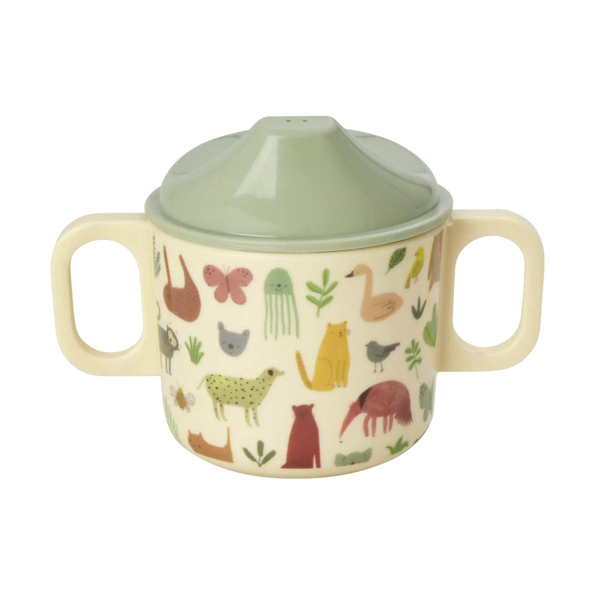 Rice children's mug with two handles 20 cl, Sweet Jungle Print-Cream RICE