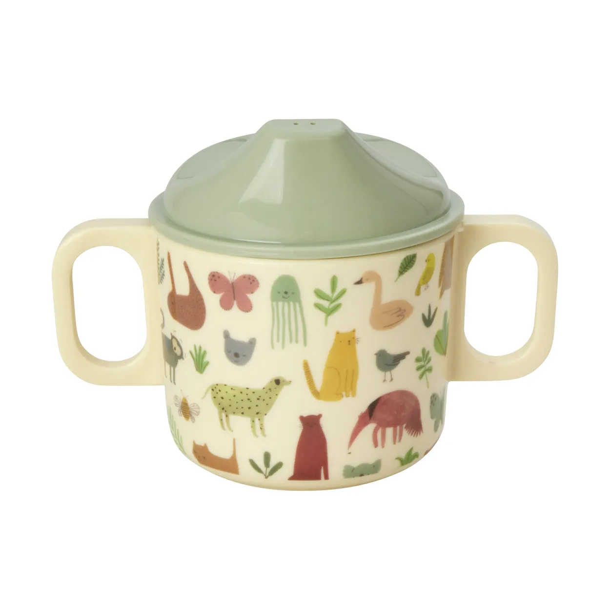 Rice children's mug with two handles 20 cl Sweet Jungle Print-Cream