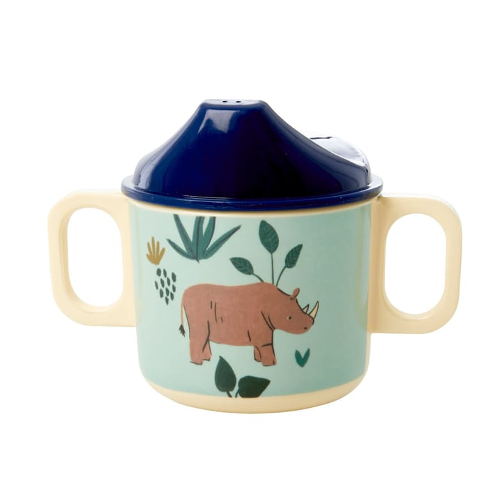 Rice children's mug with two handles Jungle animals - blue - RICE
