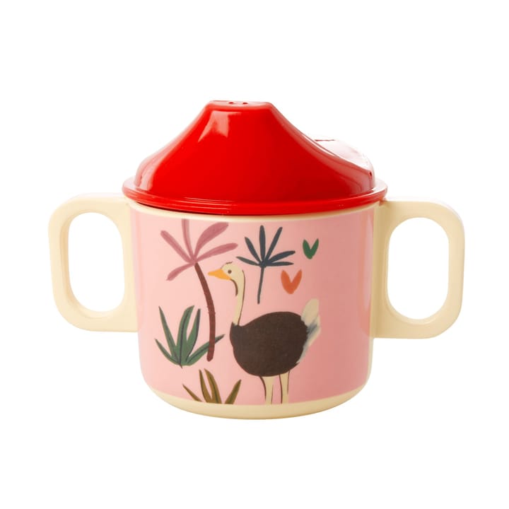 Rice children's mug with two handles Jungle animals, red-pink RICE