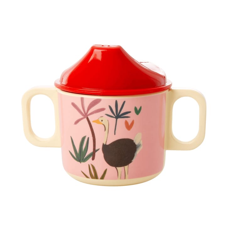 Rice children's mug with two handles Jungle animals - red-pink - RICE