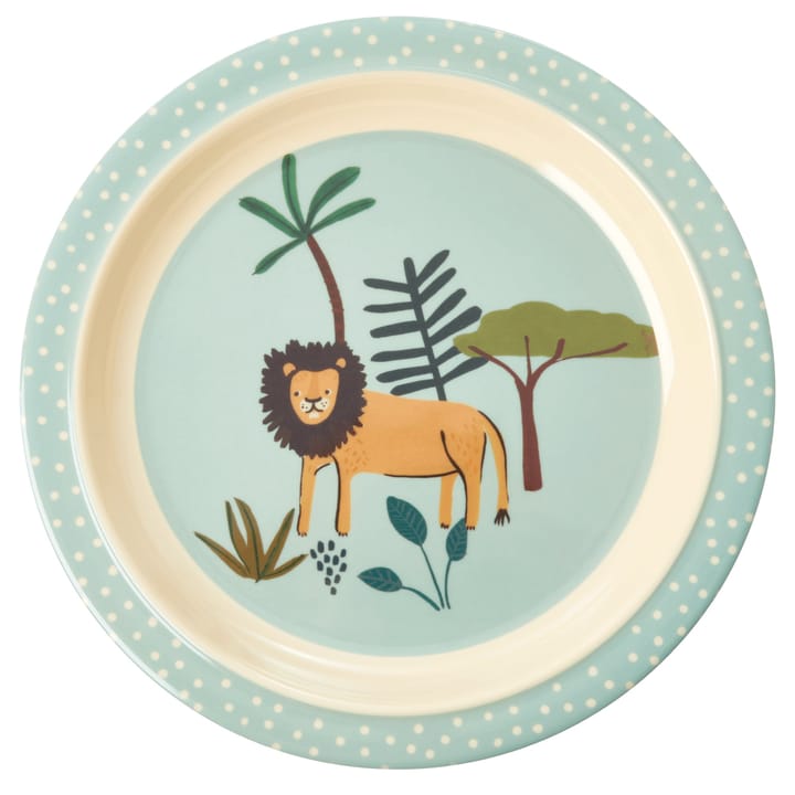Rice children's plate Jungle animals - blue-multi - RICE