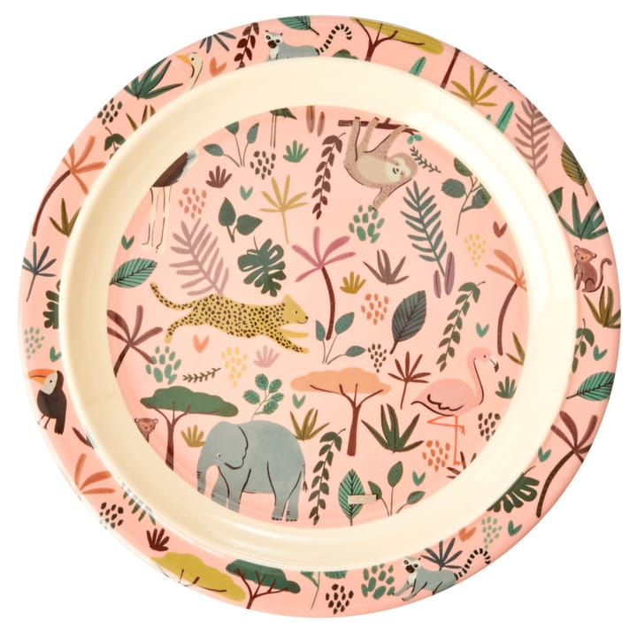 Rice children's plate Jungle animals - coral-multi - RICE