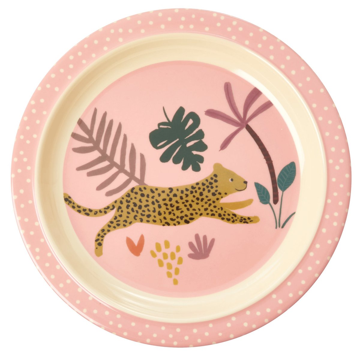 Rice children's plate Jungle animals pink-multi | Scandinavian Design | Children's tableware | Pink