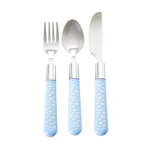 Rice Cloud children's cutlery 3 pieces - Blue - RICE