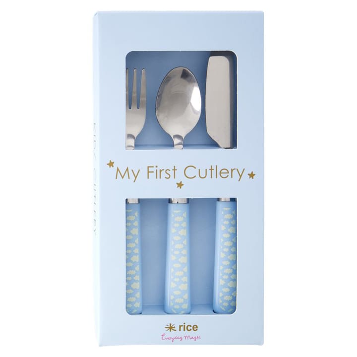 Rice Cloud children's cutlery 3 pieces - Blue - RICE