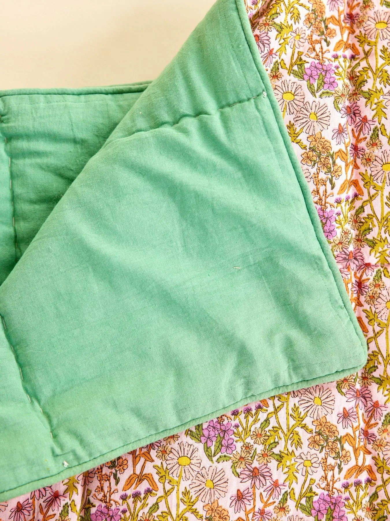 Rice cotton throw flowers 140x200 cm, Multi-green RICE