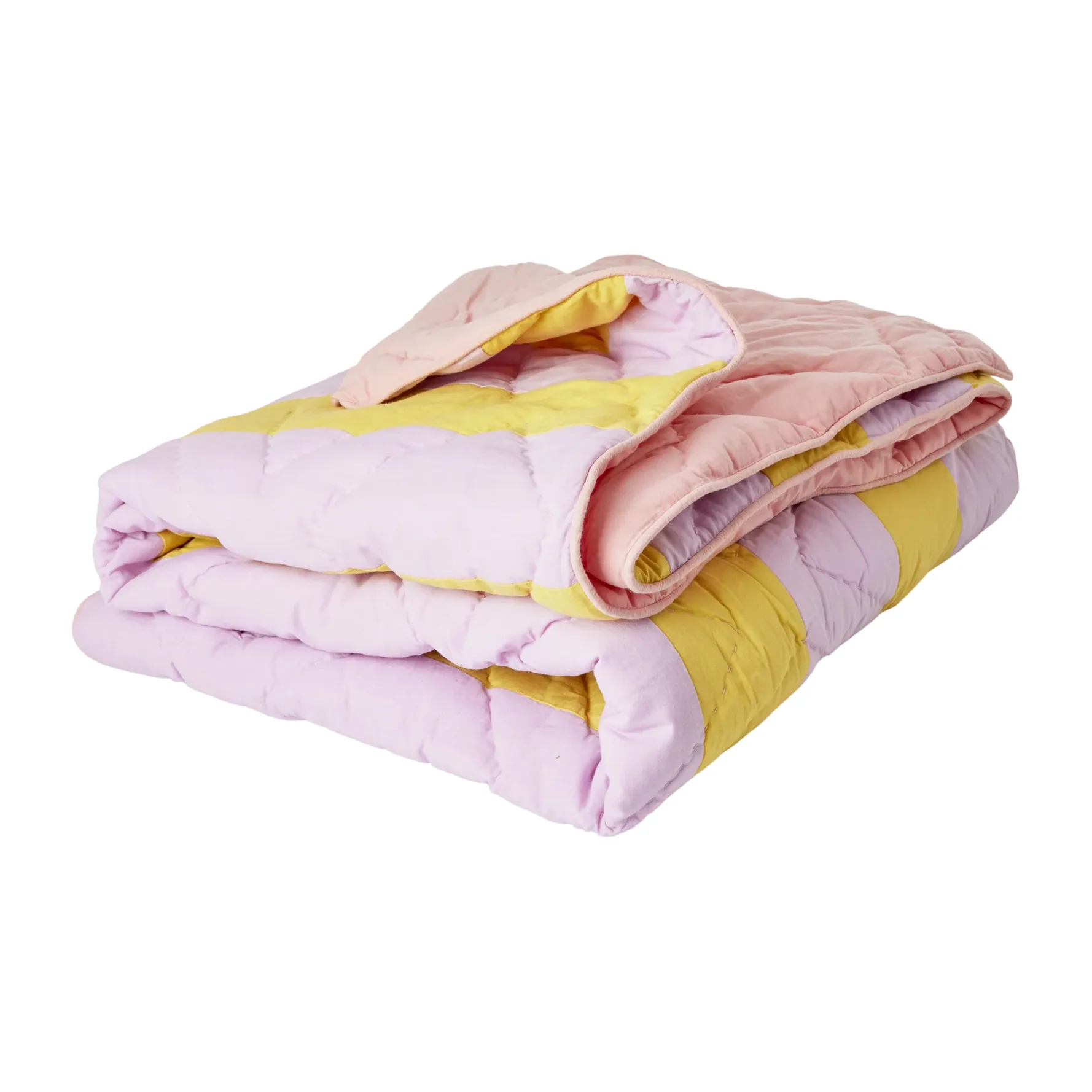 Rice cotton throw striped 140x200 cm, Yellow-lavender-pink RICE