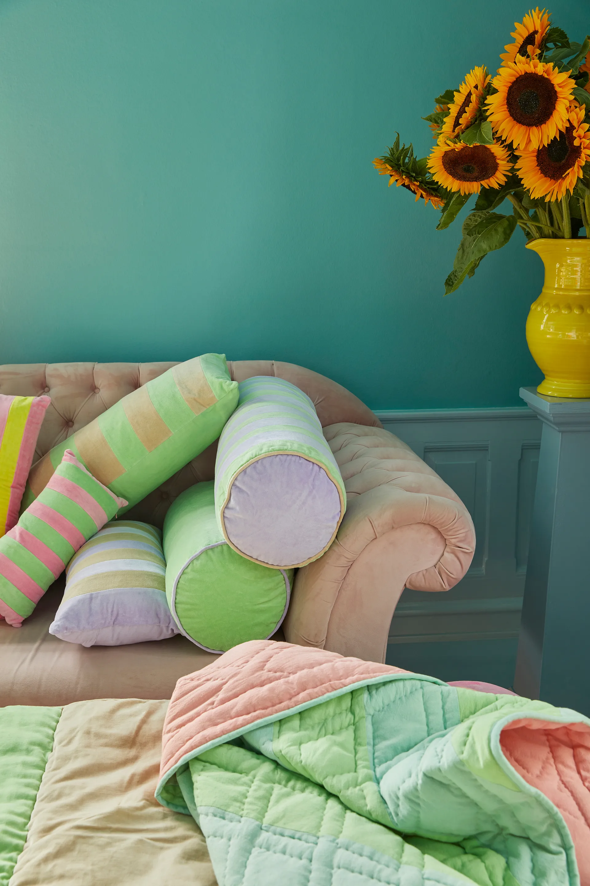 Rice cushion 40x80 cm, Neon green-beige RICE