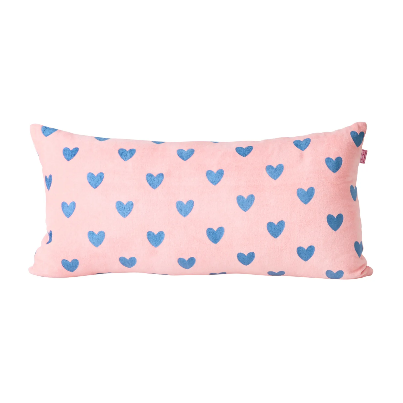 Rice cushion with hearts 30x60 cm, Pink-gendarme blue RICE