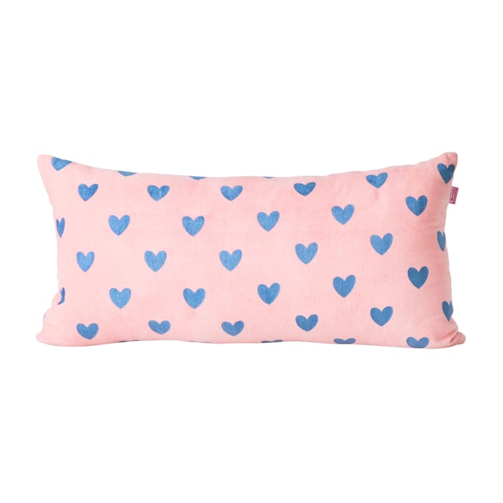 Rice cushion with hearts 30x60 cm - Pink-gendarme blue - RICE