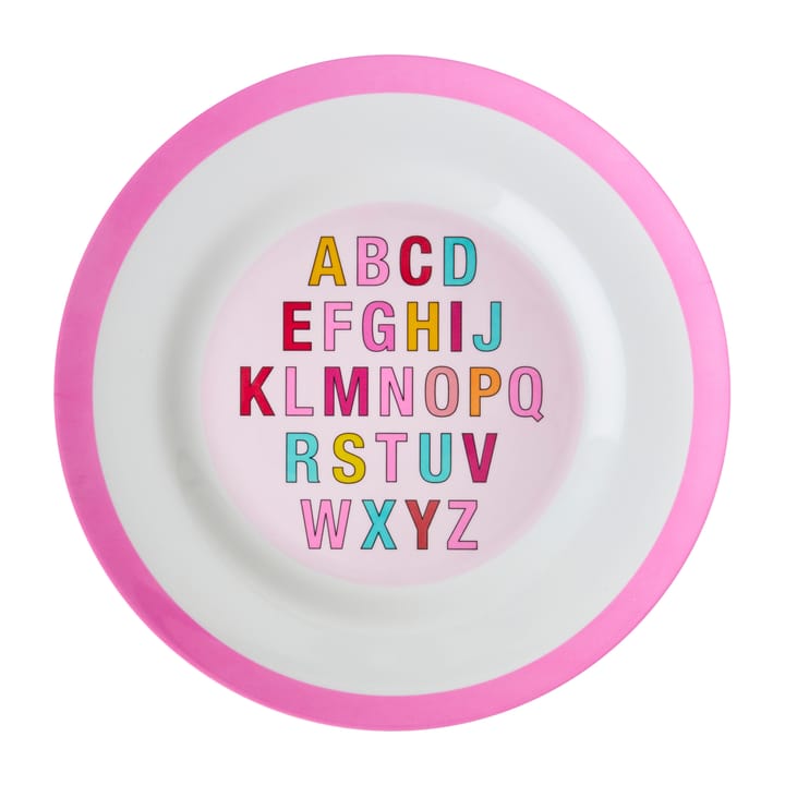 Rice dinner plate melamine 25 cm, Alphabet-pink RICE
