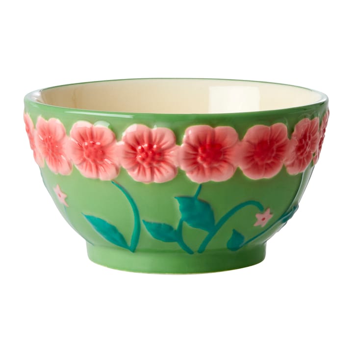 Rice Embossed Flower ceramic bowl Ø12 cm - Sage Green - RICE