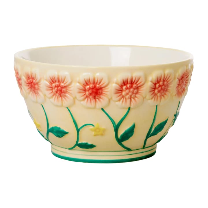 Rice Embossed Flower ceramic bowl Ø14.5 cm - Creme - RICE