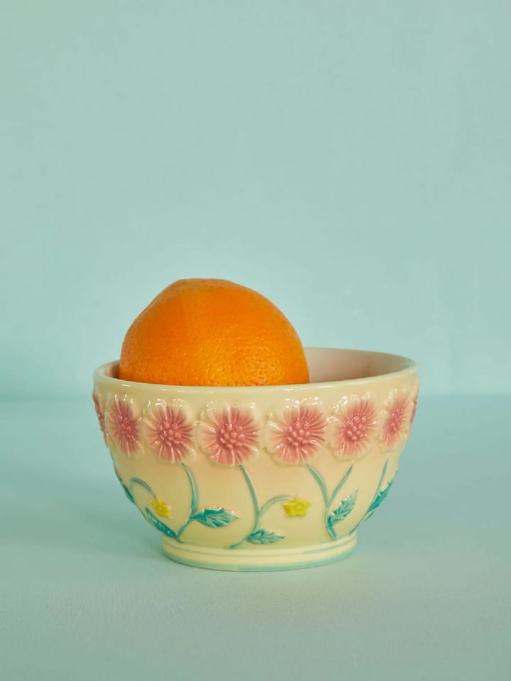 Rice Embossed Flower ceramic bowl Ø14.5 cm - Creme - RICE