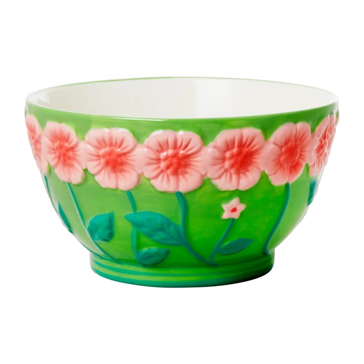 Rice Embossed Flower ceramic bowl Ø14.5 cm - Sage green - RICE