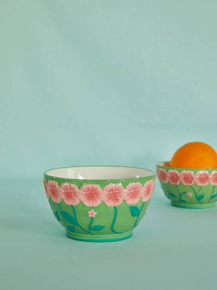 Rice Embossed Flower ceramic bowl Ø14.5 cm, Sage green RICE