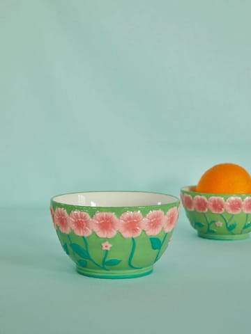Rice Embossed Flower ceramic bowl Ø14.5 cm - Sage green - RICE