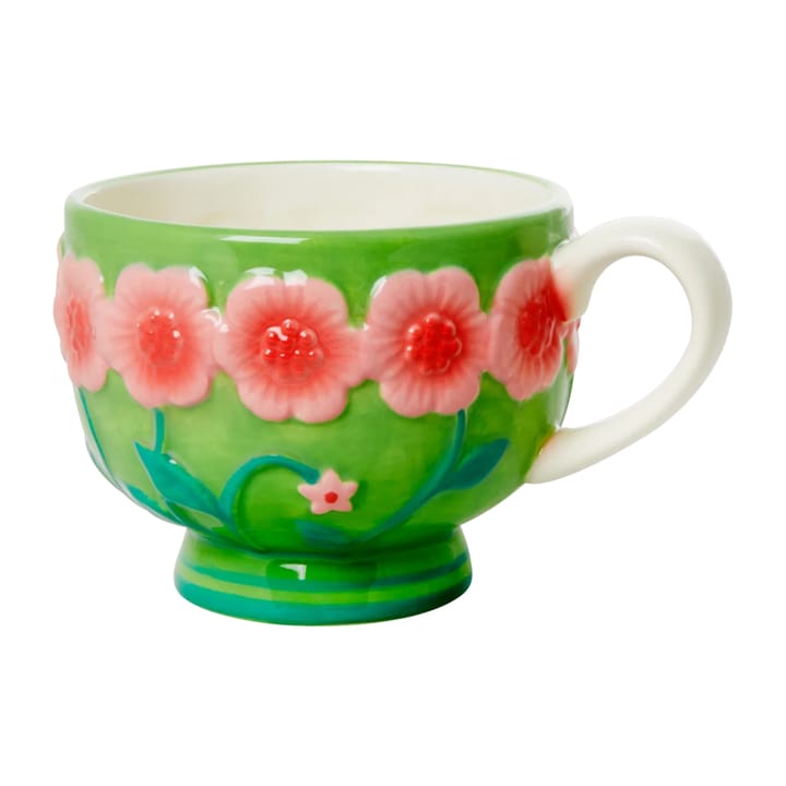Rice Embossed Flower ceramic mug 30 cl, Sage green