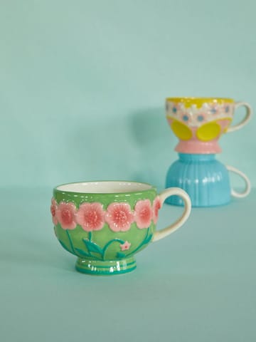 Rice Embossed Flower ceramic mug 30 cl - Sage green - RICE