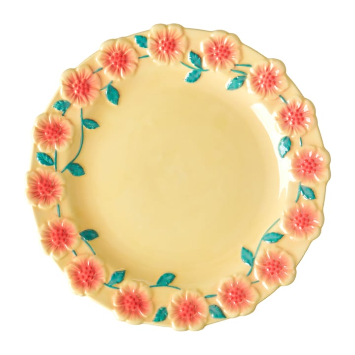 Rice Embossed Flower ceramic plate Ø25.5 cm - Creme - RICE