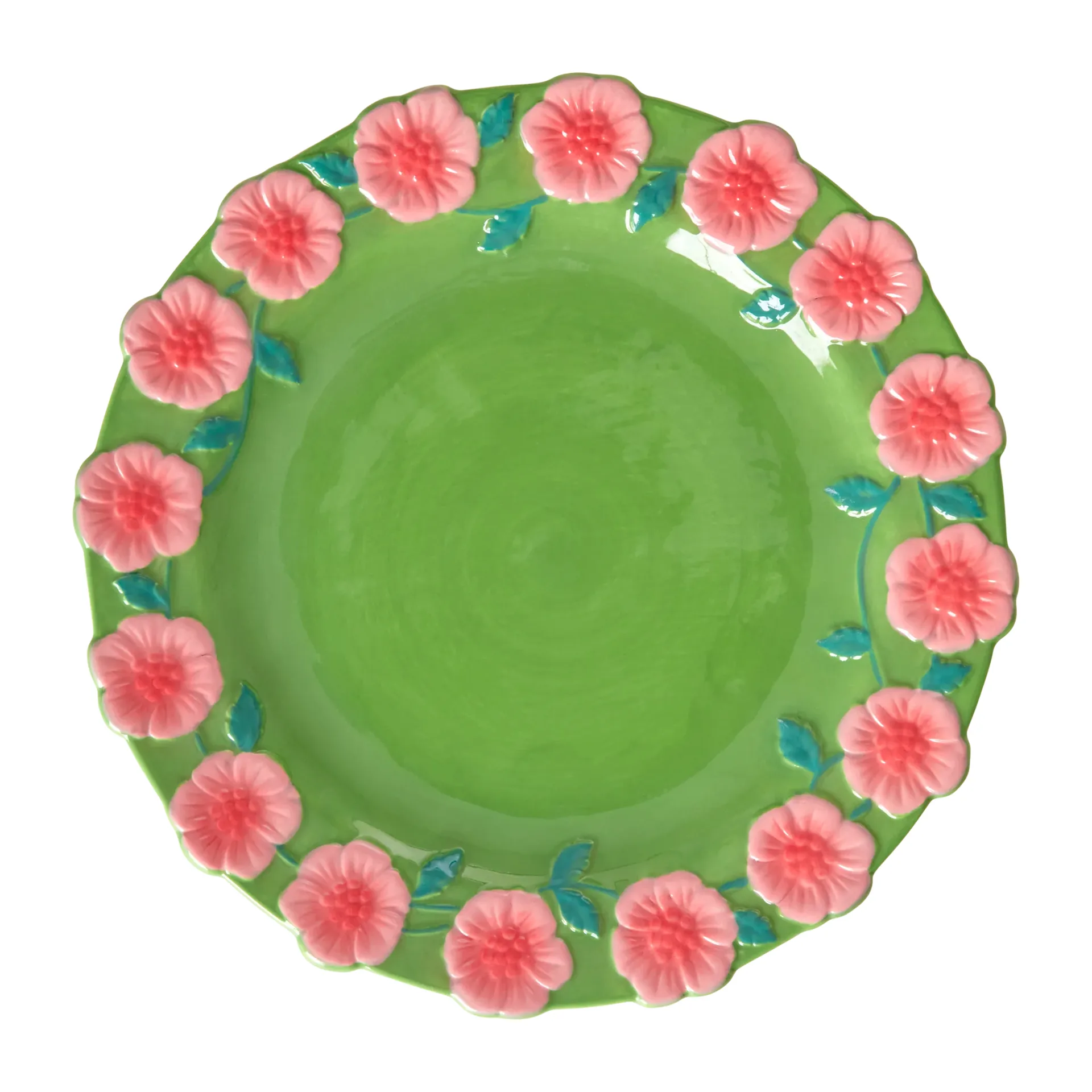Rice Embossed Flower ceramic plate Ø25.5 cm, Sage green RICE