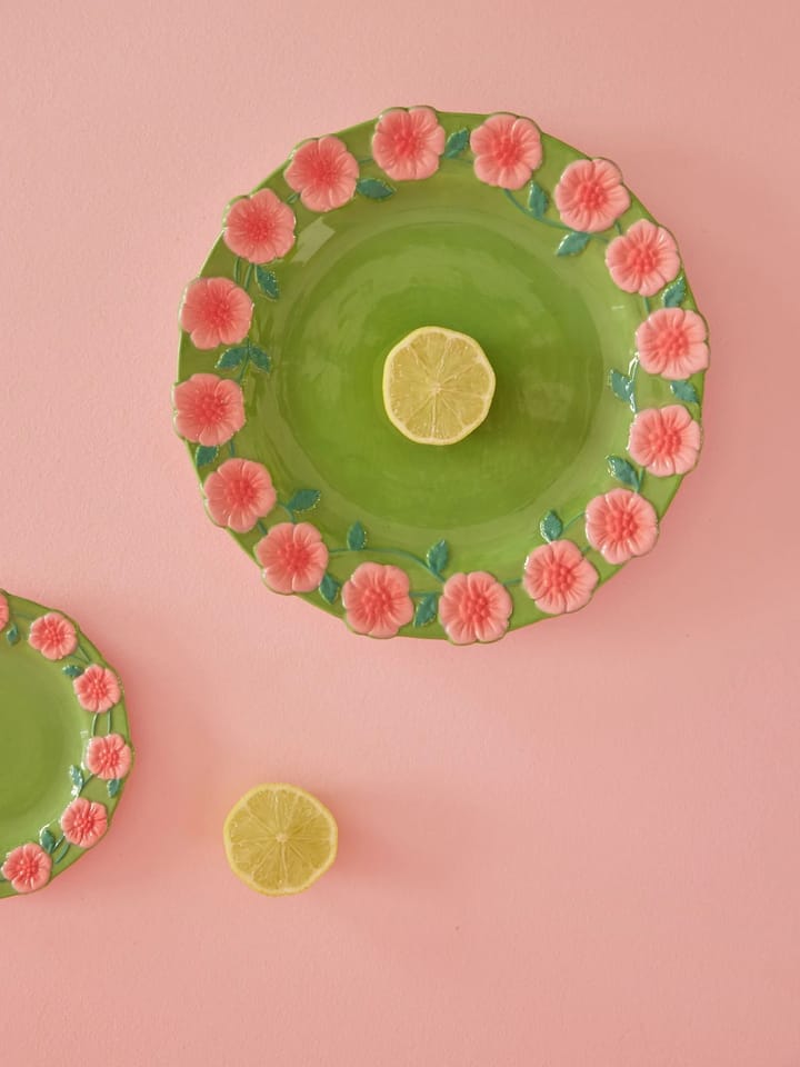 Rice Embossed Flower ceramic plate Ø25.5 cm, Sage green RICE