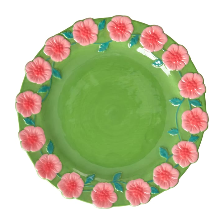Rice Embossed Flower small plate Ø20 cm - Sage green - RICE