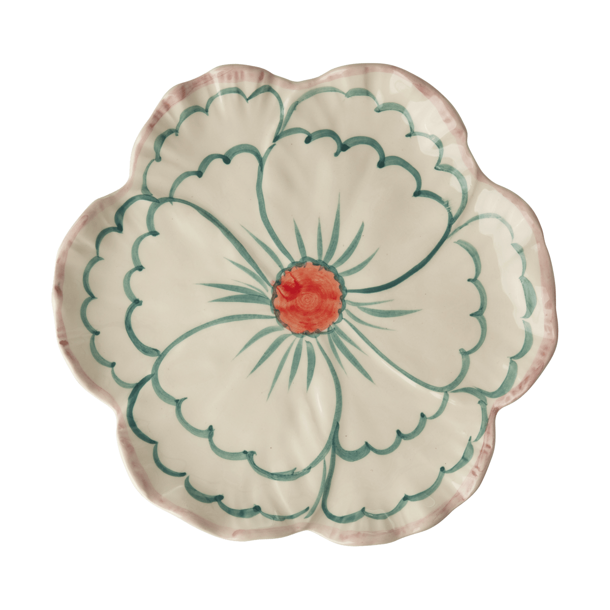 Rice Flower plate o19.5 cm Pink border | Scandinavian Design | Dinner plates | Pink