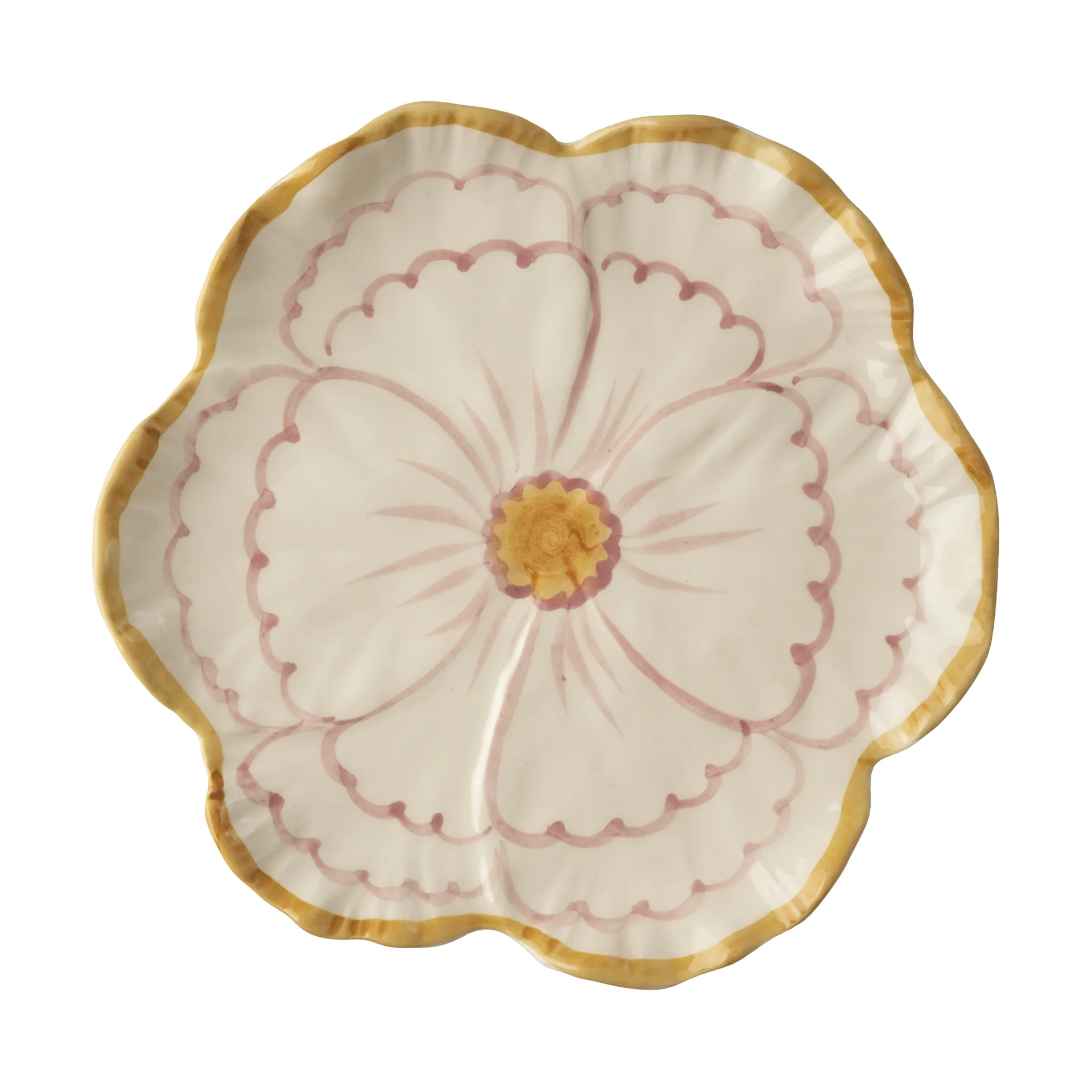 Rice Flower plate Ø19.5 cm, Yellow border RICE