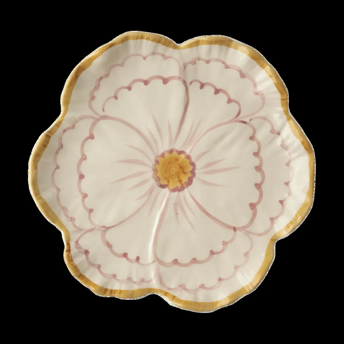 RICE Rice Flower plate Ø19.5 cm Yellow border