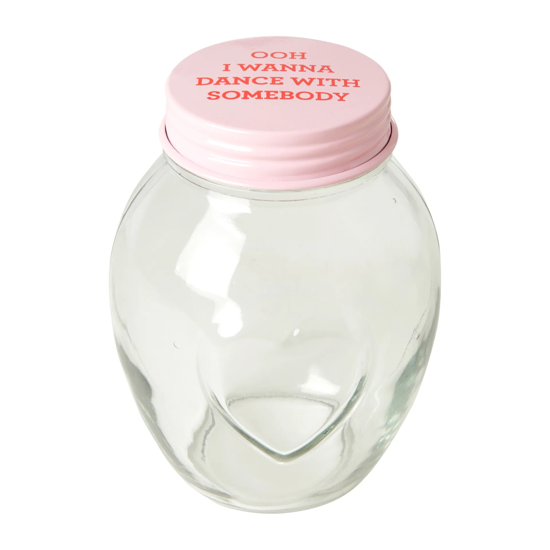 Rice glass jar with lid large 1.8 liter, Pink RICE