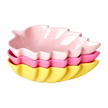 Rice Leaf serving bowl melamin 3 pieces - Pink-yellow-fuchsia - RICE